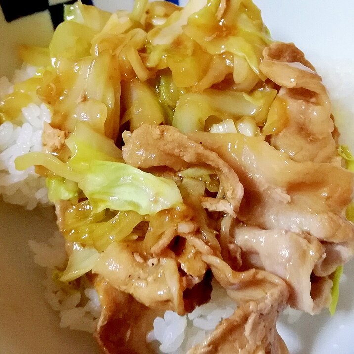 キャベツと豚バラの甘辛丼